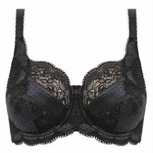 Panache Clara Full Cup Underwire Lace Bra Black 34J NWT